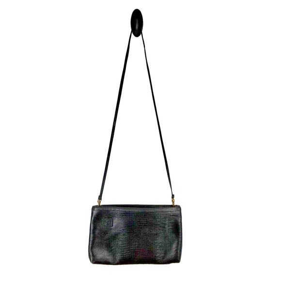 Anne Klein Handbags - Vintage 1980s Anne Klein Calderon Lion Head Clutch Purse Black Removable Strap